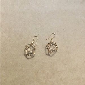 Modern geometric earrings - gold metal design. Handmade